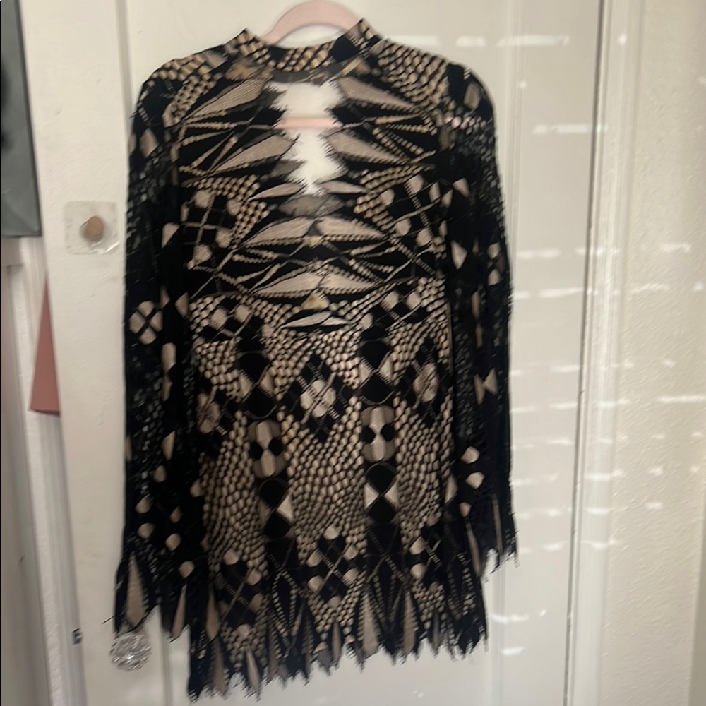 Free People Black and Beige Geometric Dress
